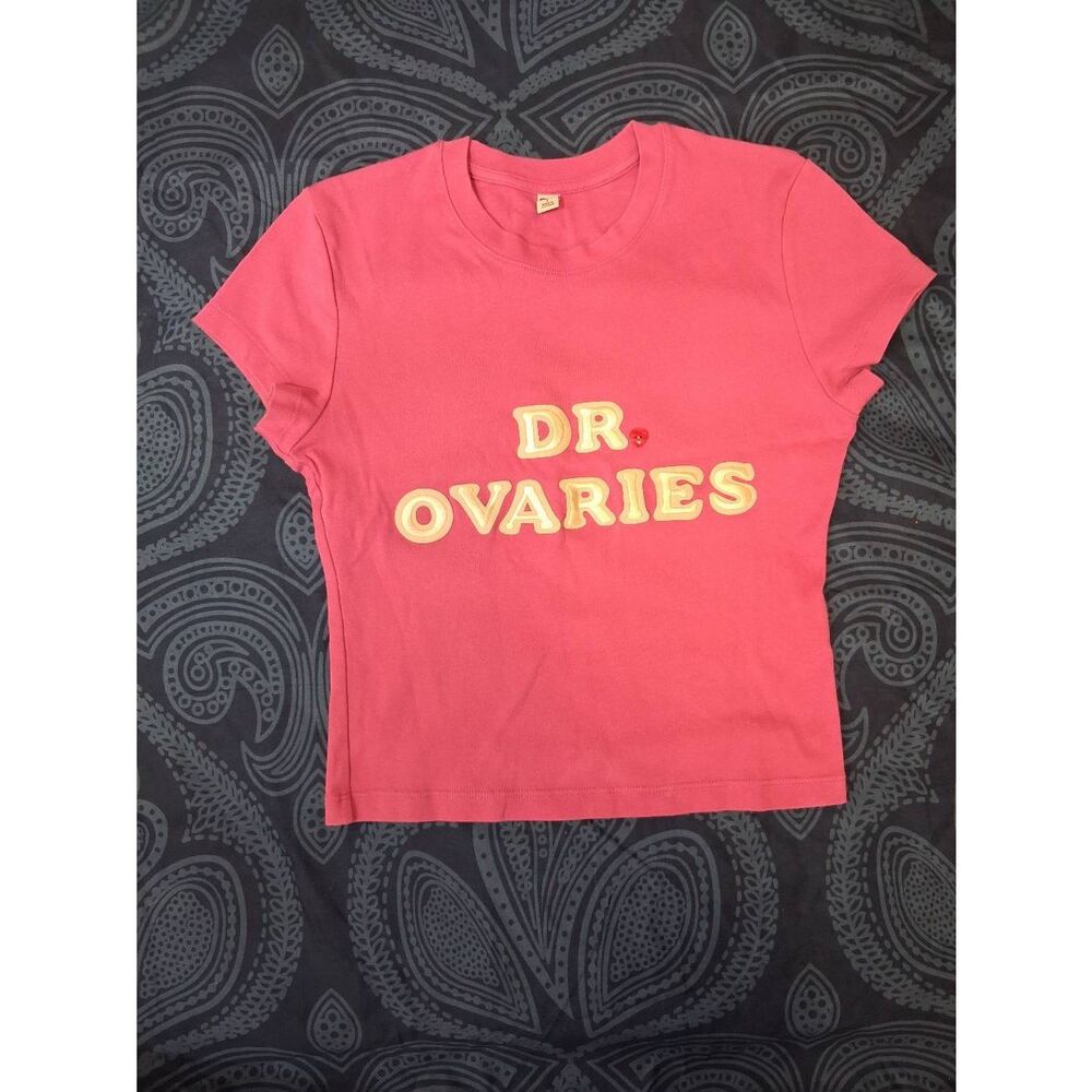 Uniqlo womens small baby tee tshirt cropped dr ovaries graphic